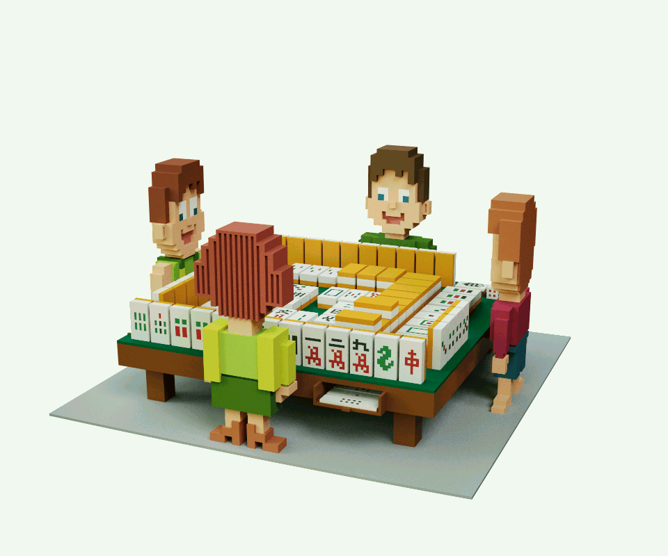 Pixel Mahjong Mahjong Spel Voxel Art – Hobbyist Voxel Art Designer