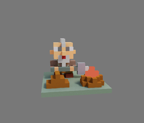 Minifigure Campfire Scene Magicavoxel